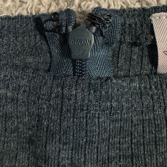 Y2K Urban Outfitters Waffle Knit Flared Pants Small Teal Seamed Thermal Fairy - Picture 7 of 9